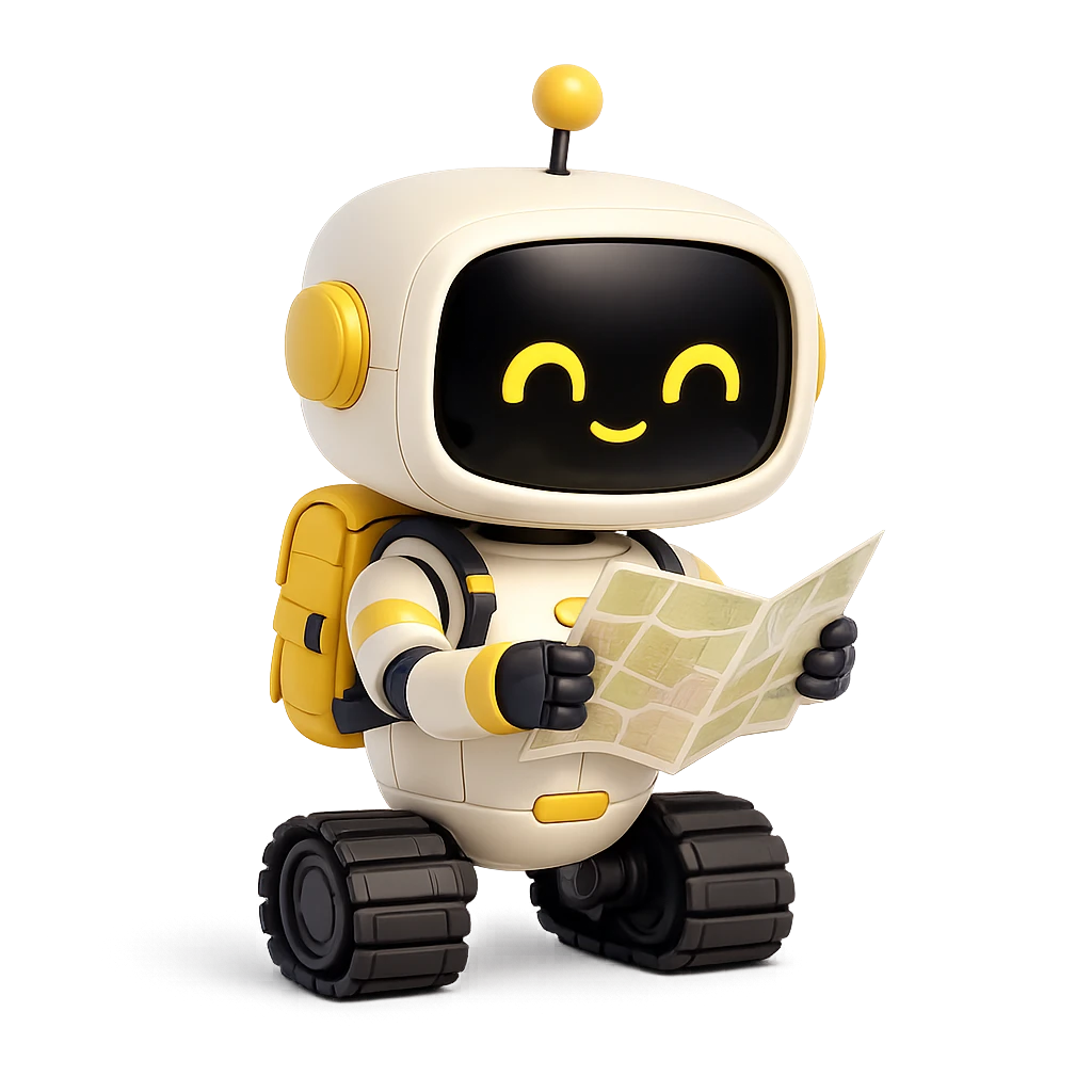 Sunny with a backpack and a map, exploring